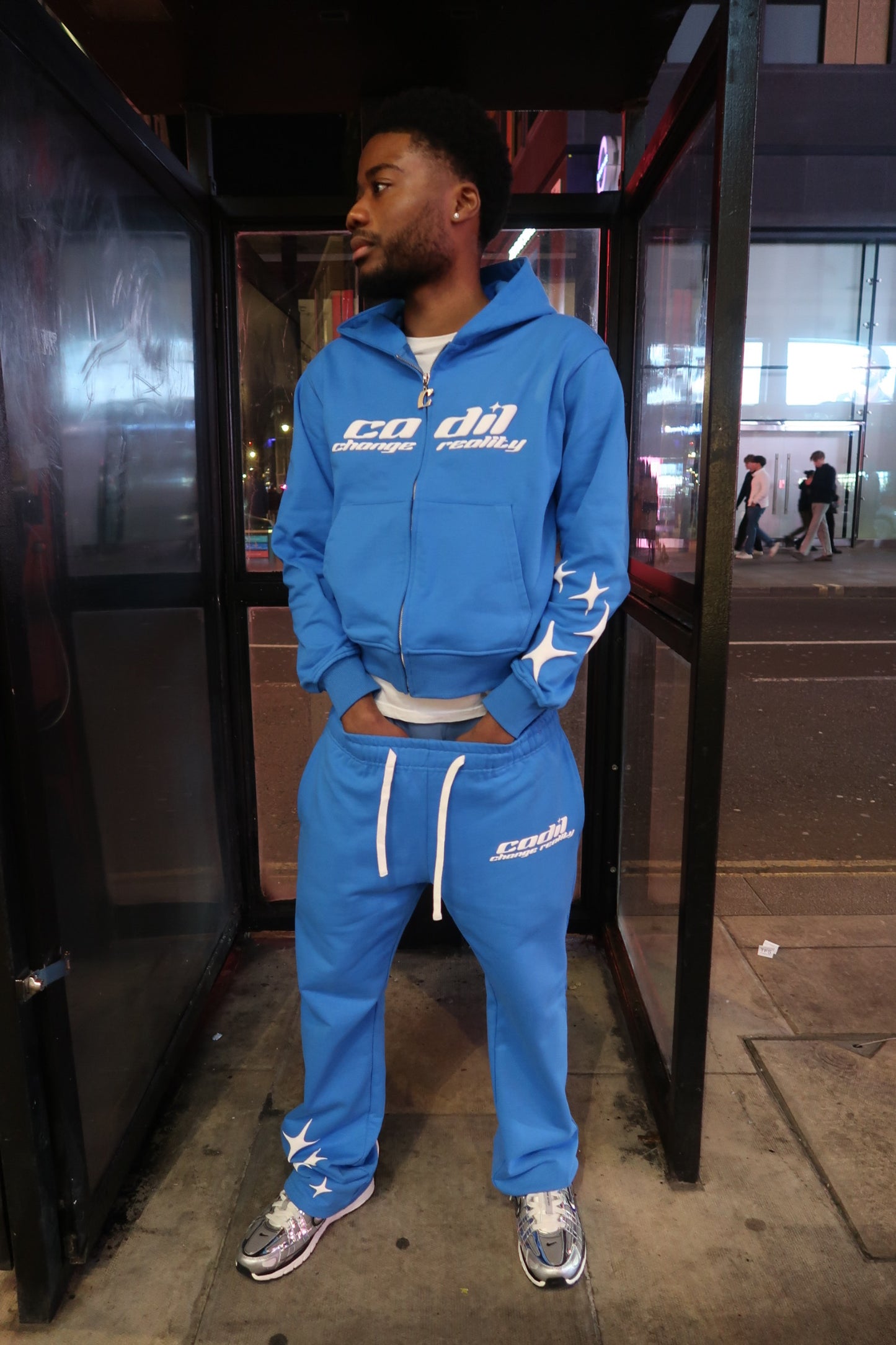 Ocean blue puff print tracksuit