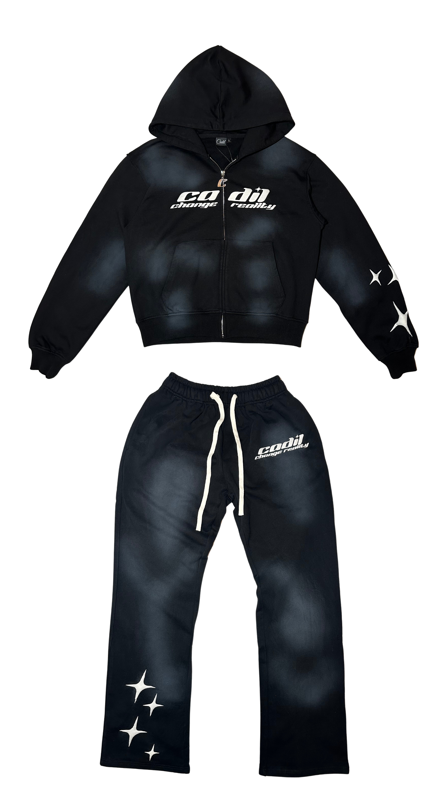 Exclusive black sun fade puff print tracksuit