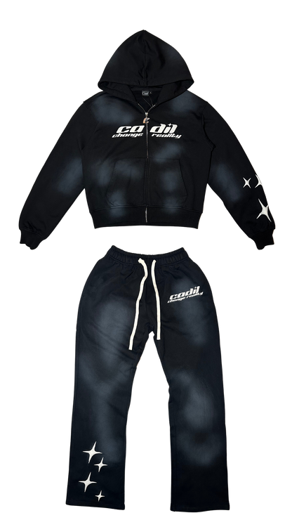 Exclusive black sun fade puff print tracksuit