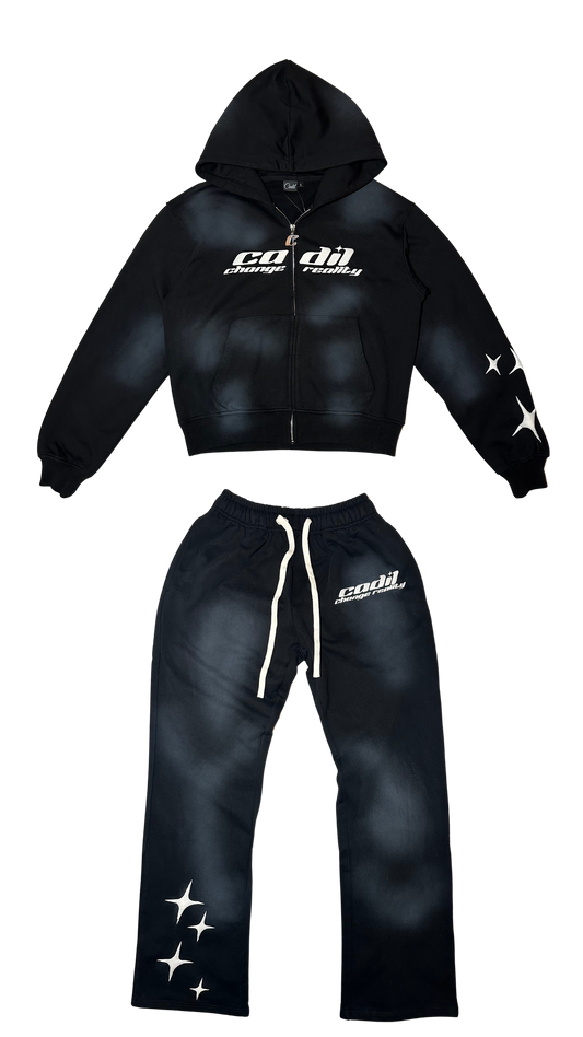 Exclusive black sun fade puff print tracksuit