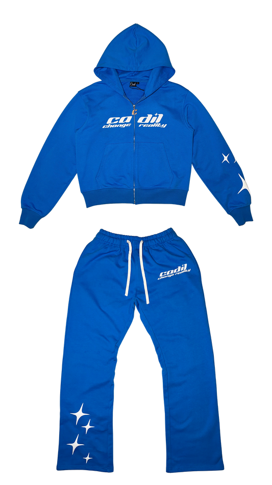 Ocean blue puff print tracksuit